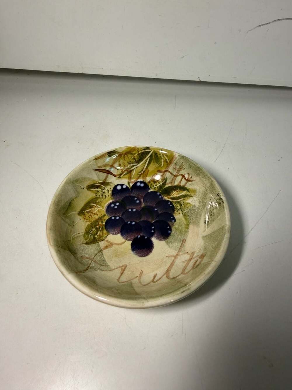 Tabletops Unlimited Fruit Hand Painted Collection Grape Motif Small Bowl
